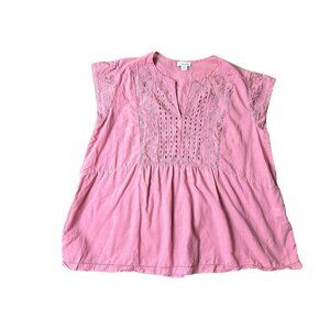 Sundance Katana Dusty Rose Top Boho Embroidered Cap Sleeve M